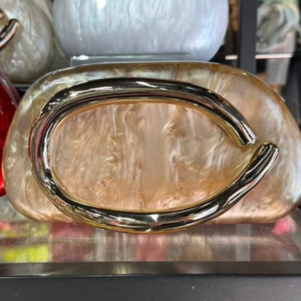 Gold and Cream Clutch with Metallic Accent